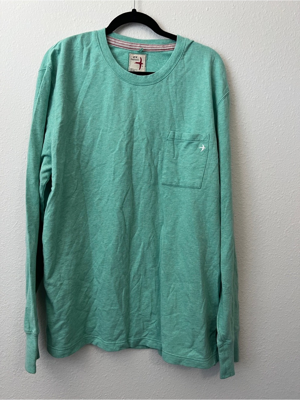 Relwen Loopback Pocket Crew Long Sleeve Shirt in Ocean Marl Size 2X